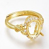 Adjustable Brass Micro Pave Clear Cubic Zirconia Finger Ring Components ZIRC-I049-11G-1