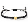 Minimalist nylon braided bracelet with stainless steel gold letter charms for men women students couples AG0106-16-1