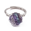 Flower Natural Fluorite Adjustable Rings KK-G273-10P-3