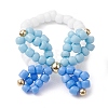 3Pcs 3 Colors Butterfly Glass Seed Beaded Stretch Finger Rings for Women RJEW-TA00150-3