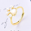 Natural Pearl Dog Paw Prints Adjustable Ring RJEW-T026-08G-2
