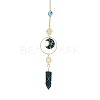 Natural Moss Agate Moon & Bullet Window Hanging Suncatchers DJEW-PW0009-035G-1