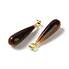 Natural Tiger Eye Teardrop Pendants G-Q005-03G-02-2