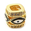 Rack Plating Brass Micro Pave Cubic Zirconia Evil Eye European Beads with Enamel KK-M247-34G-03-3