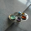Adjustable Alloy with Resin Finger Rings RJEW-Z120-01AS-1