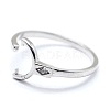 Adjustable Rhodium Plated 925 Sterling Silver Cuff Finger Ring Components STER-I016-045P-2