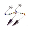 Natural Amethyst Hexagonal Pointed Cone Dowsing Pendulum Pendants G-G983-05P-01-1