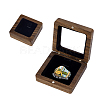 Wooden Badge Storage Boxes with Visible Window Hinged Lid and Black Sponge Inside CON-WH0092-90-1