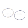 2Pcs 2 Style Natural Pearl & Glass Seed Beaded Stretch Bracelets Set BJEW-JB09032-5