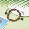 8mm Round Natural Tiger Eye Braided Beads Bracelet BJEW-JB07083-01-2