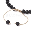 Adjustable 6mm Round Natural Lava Rock Braided Bead Bracelets BJEW-JB10615-03-4