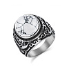 304 Stainless Steel with Natural Howlite Finger Rings for Men FS-WG44E14-08-1