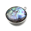 304 Stainless Steel Pave Natural Paua Shell Pendants STAS-Z125-01G-P-2