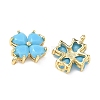 Saint Patrick's Day Glass Clover Connector Charms KK-P348-03G-02-2