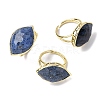 Horse Eye Natural Gemstone Cuff Rings RJEW-M076-04G-3