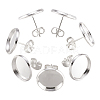 Kissitty Flat Round Brass Stud Earring Cabochon Settings KK-KS0001-16S-3