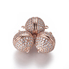 Brass Micro Pave Cubic Zirconia Magnetic Clasps with Loops ZIRC-L082-E-01-RG-1