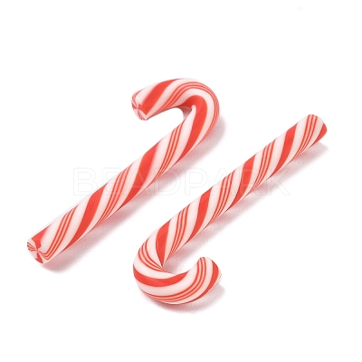 Christmas Candy Cane Handmade Polymer Clay Beads CLAY-P005-04B-1