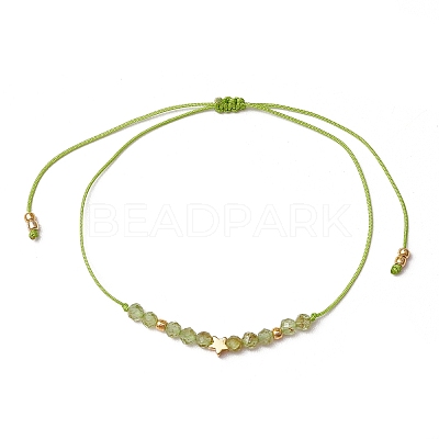 Natural Round Peridot Beads Braided Bead Bracelets for Women BJEW-JB11655-09-1