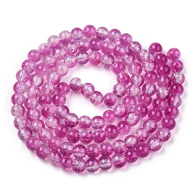 Transparent Crackle Baking Paint Glass Beads Strands DGLA-T003-01C-09-1