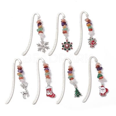 Christmas Theme Alloy Hook Bookmarks AJEW-JK00338-1