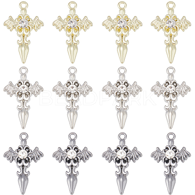 24Pcs 3 Colors Alloy with Rhinestone Pendants FIND-SP0001-91-1