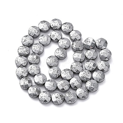 Electroplated Natural Lava Rock Beads Strands G-A256-F01-01B-1
