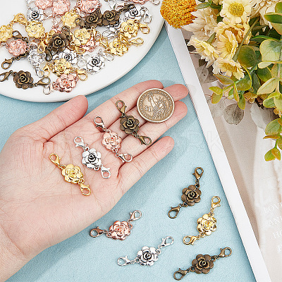 40Pcs 4 Styles Zinc Alloy Double Lobster Claw Clasps Connectors FIND-NB0003-29-1