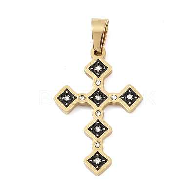 Ion Plating(IP) 304 Stainless Steel Enamel Rhinestone Pendants STAS-Q325-05E-G-1