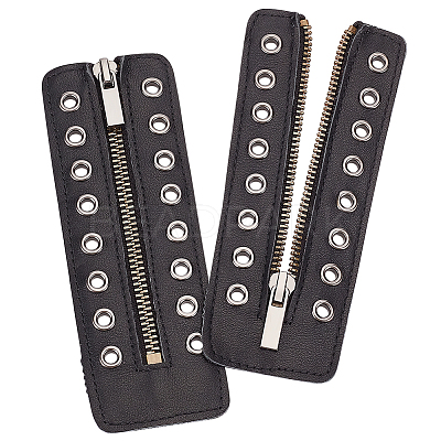 PU Leather Lace-in Boot Zipper Inserts DIY-WH0043-51AB-02-1