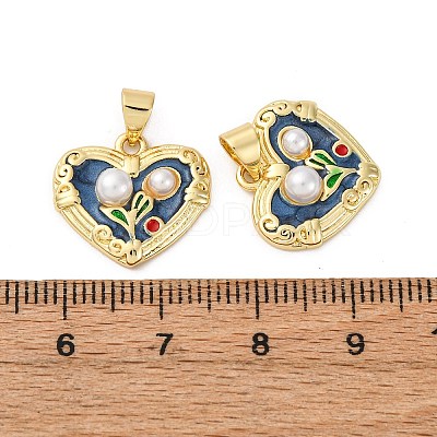 Flower Brass Enamel Pendants KK-D390-17G-05-1