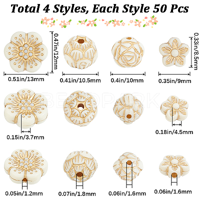 200Pcs 4 Styles Plating Acrylic Beads OACR-SC0001-22-1