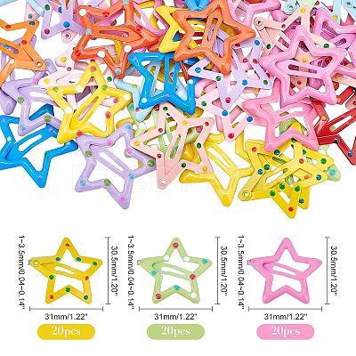 60Pcs 3 Style Cute Spray Painted Iron Snap Hair Clips PHAR-NB0001-07-1