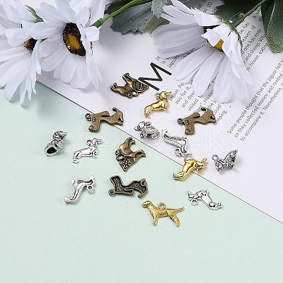 Tibetan Style Alloy Puppy Pendants TIBEP-MSMC021-28-1