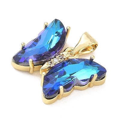 Brass Micro Pave Clear Cubic Zirconia Pendants CU-CBA83A6-05G-12-1