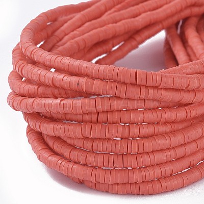 Flat Round Handmade Polymer Clay Bead Spacers CLAY-R067-4.0mm-14-1