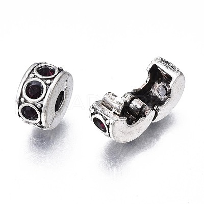 Brass Rhinestone European Clasps KK-N291-01AS-08-1