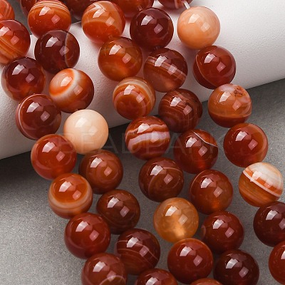 Natural Striped Agate/Banded Agate Bead Strands G-K166-13-10mm-08-1