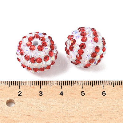 Striped Resin Rhinestone Beads OACR-A037-01H-1