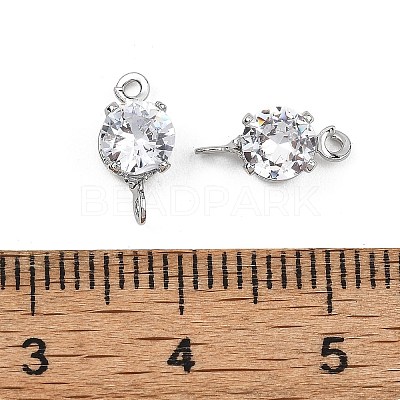 SHEGRACE Brass Pave Cubic Zirconia Flat Round Connector Charms XGRQ2O361-435A-P-1
