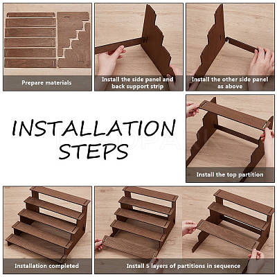 5-Tier Wood Organizer Display Riser Holder for Cupcake ODIS-WH0099-202-1