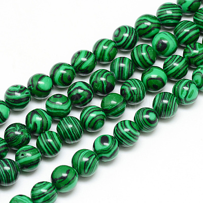 Synthetic Malachite Beads Strands X-G-T053-8mm-05-1