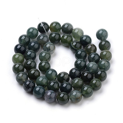 Natural Moss Agate Beads Strands X-G-S259-18-6mm-1