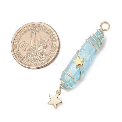 3Pcs 3 Styles Electroplated Natural Quartz Crystal Pointed Copper Wire Wrapped Pendants PALLOY-JF03766-04-1