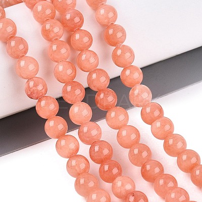 Natural Dyed Yellow Jade Gemstone Bead Strands G-R271-6mm-Y31-1