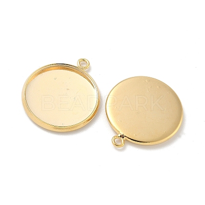 Flat Round Brass Pendant Cabochon Settings KK-K414-14D-G-1
