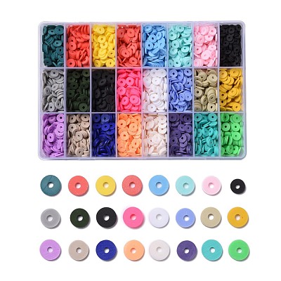 240G 24 Colors Handmade Polymer Clay Beads CLAY-JP0001-08-8mm-1