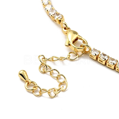 Heart with Evil Eye Enamel Link Bracelet with Clear Cubic Zirconia Tennis Chains BJEW-G650-04G-1