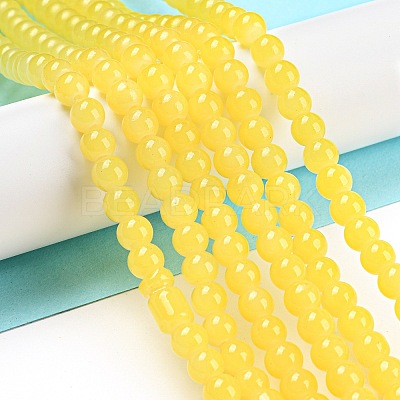Baking Paint Imitation Jade Glass Round Bead Strands DGLA-Q021-6mm-24-1