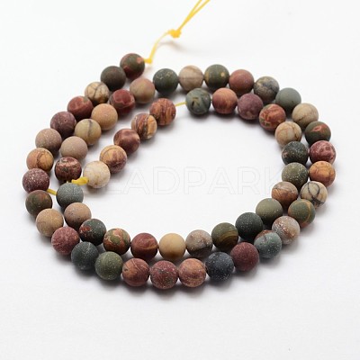 Matte Natural Polychrome Jasper/Picasso Stone/Picasso Jasper Beads Strands X-G-K113-03-4mm-1